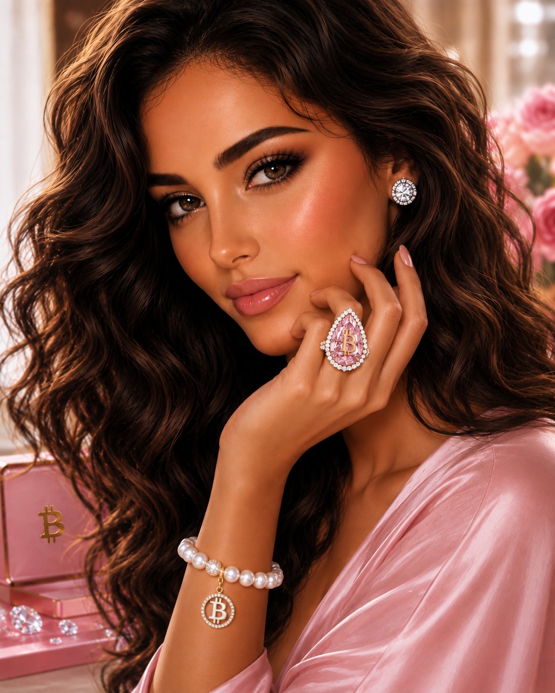 Pink ₿eautiful La₿ Grown Diamonds & Natural Pearls