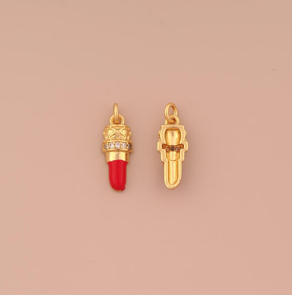 Lipstick Effect Meme Charm  (18K Gold Plated)